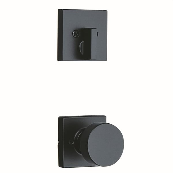 Single Cylinder Interior Pismo Knob Trim with Square Rose Matte Black Finish